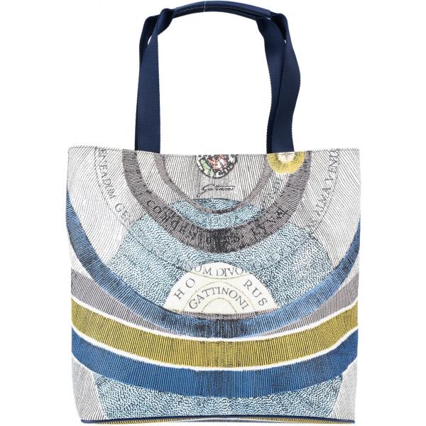 Borsa a mano maxi fantasia multicolore doppio manico interno foderato in pelle sintetica Gattinoni multicolore