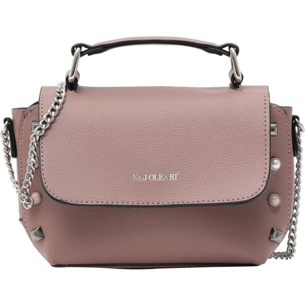 Borsa a tracolla mini con manico contrasto in pelle martellata con zip interno sfoderato in pelle sintetica tinta unita Naj-Oleari tinta unita