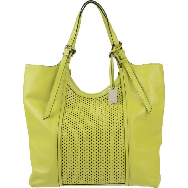 Borsa a mano maxi traforato doppio manico interno foderato in pelle tinta unita Caterina Lucchi verde tinta unita