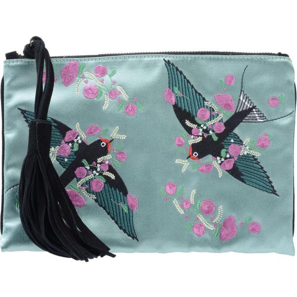 Borsa a mano mini con ricamo e zip interno foderato in raso con tasca interna Lisa C Bijoux tinta unita