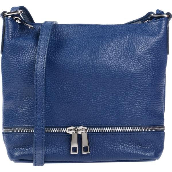 Borsa a tracolla messenger in pelle martellata taglia media con zip interno foderato tinta unita Laura Di Maggio tinta unita