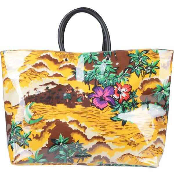 Borsa a mano maxi fantasia doppio manico interno foderato Dsquared2 giallo a fiori