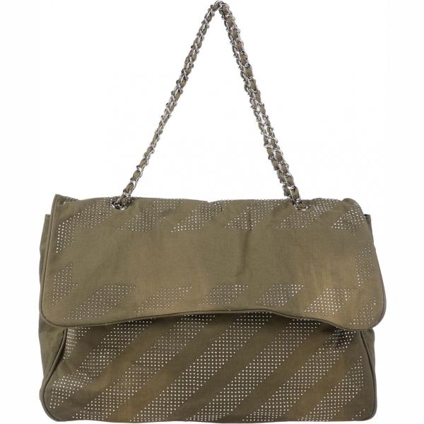 Borsa a spalla messenger maxi fantasia doppio manico in cotone con strass Mia Bag multicolore