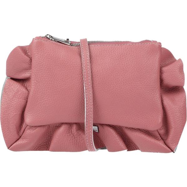 Borsa a mano mini in pelle martellata con zip interno foderato tinta unita Tsd12 tinta unita