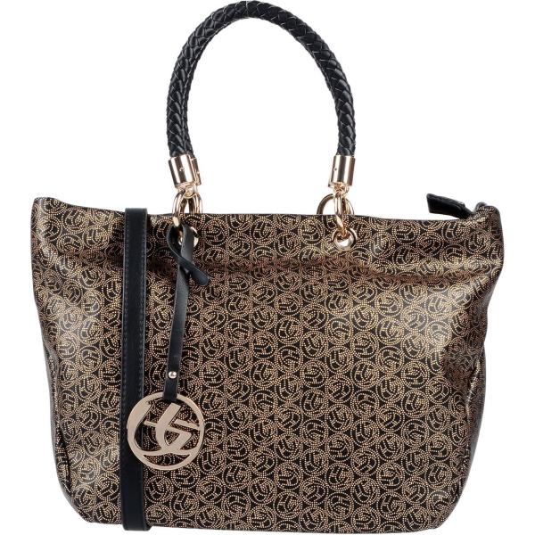 Borsa a mano fantasia effetto laminato taglia media con zip interno foderato in pelle sintetica blu Blu Byblos