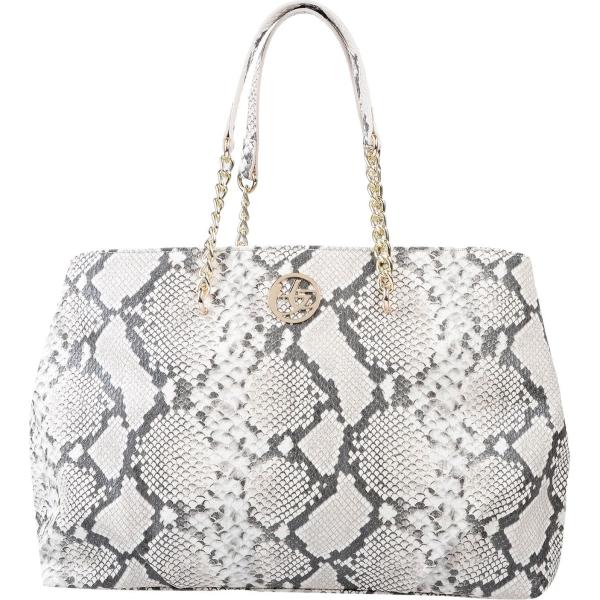 Borsa a mano maxi con stampa e zip interno foderato in pelle sintetica blu Blu Byblos multicolore animalier