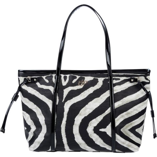 Borsa a mano maxi fantasia effetto vernice con laccetti interno foderato in pelle sintetica con tasca interna blu Blu Byblos animalier