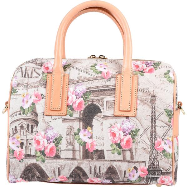 Borsa a mano fantasia floreale taglia media con zip interno foderato in pelle fondo con piedini Bagghy a fiori