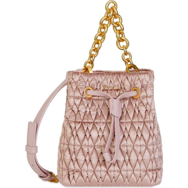 Borsa a mano mini con manico e coulisse interno foderato in velluto tinta unita Furla tinta unita