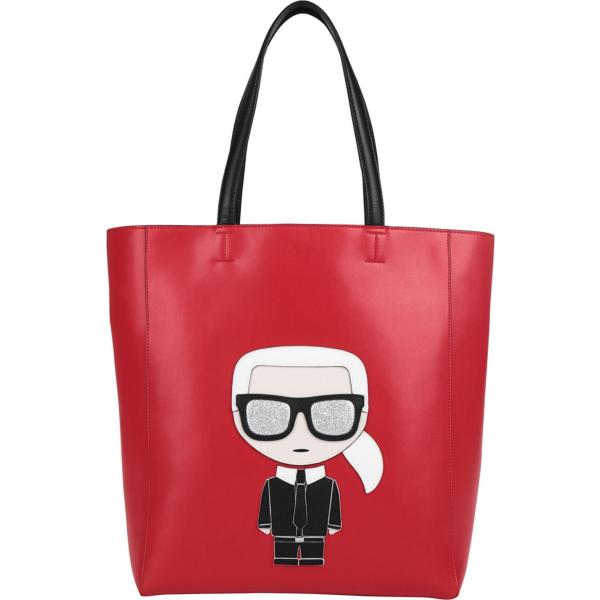 Borsa a mano maxi contrasto glitter doppio manico interno foderato in pelle tinta unita Karl Lagerfeld tinta unita