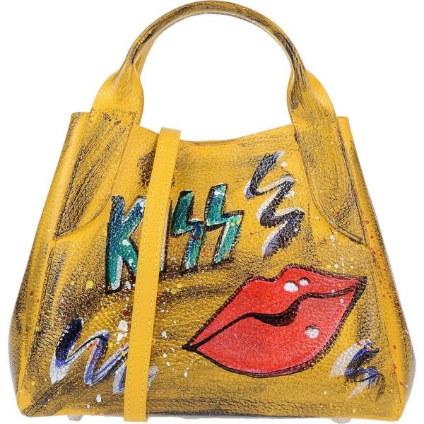 Borsa a mano con stampa in pelle martellata taglia media doppio manico tinta unita Laura Di Maggio con stampe