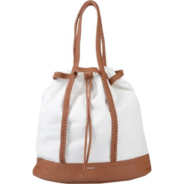 Borsa a mano maxi contrasto con coulisse interno sfoderato in pelle sintetica tinta unita Twinset tinta unita