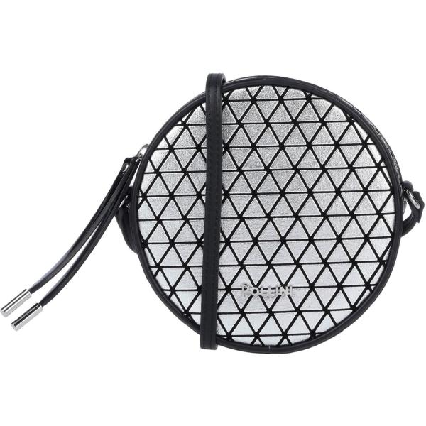 Borsa a tracolla mini fantasia effetto laminato con zip interno foderato Pollini grigio