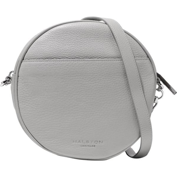 Borsa a tracolla in pelle martellata taglia media con zip tinta unita Halston tinta unita
