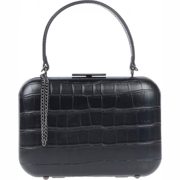 Borsa a mano mini con manico e stampa a scatto interno foderato in pelle sintetica tinta unita Olga Berg con stampe