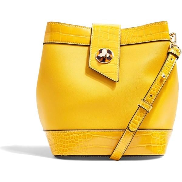 Borsa a spalla con manico e stampa taglia media a scatto interno sfoderato in pelle sintetica tinta unita Topshop con stampe