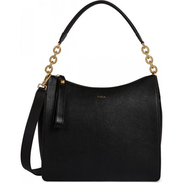 Borsa a mano con manico in pelle martellata taglia media con zip tinta unita Furla tinta unita