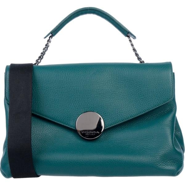 Borsa a mano con manico in pelle martellata taglia media interno foderato in pelle tinta unita blu Tosca Blu tinta unita