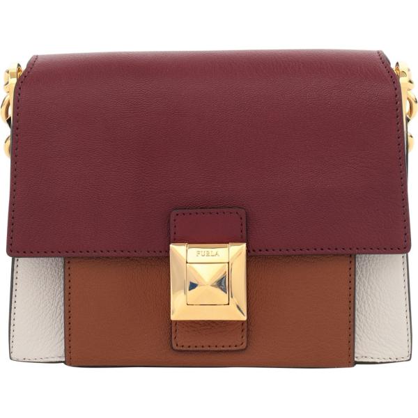 Borsa a mano mini con manico fantasia multicolore in pelle martellata a scatto in pelle con tracolla regolabile Furla multicolore