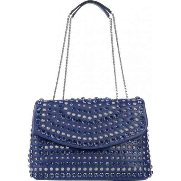 Borsa a spalla con strass e borchie taglia media doppio manico interno foderato in pelle sintetica tinta unita La Carrie tinta unita