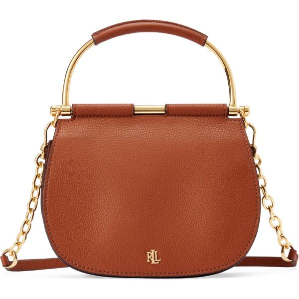 Borsa a mano mini in pelle martellata interno foderato in pelle tinta unita Lauren Ralph Lauren tinta unita