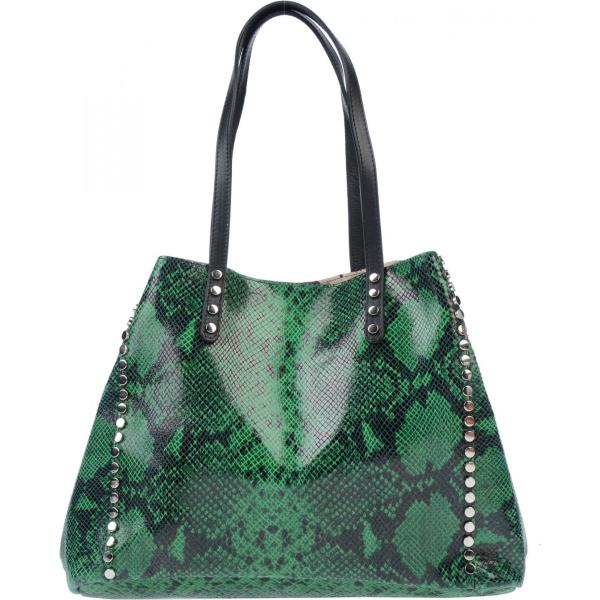 Borsa a spalla maxi con stampa effetto vernice doppio manico interno foderato Studio Moda multicolore animalier