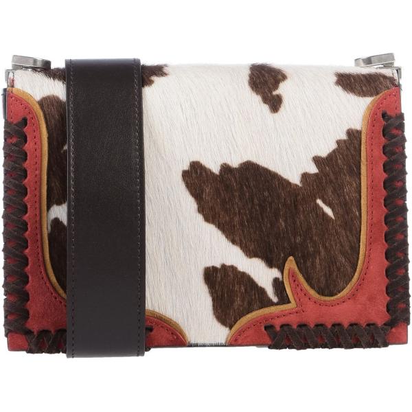 Borsa a tracolla mini contrasto effetto scamosciato interno foderato rigido Dsquared2 bianco animalier