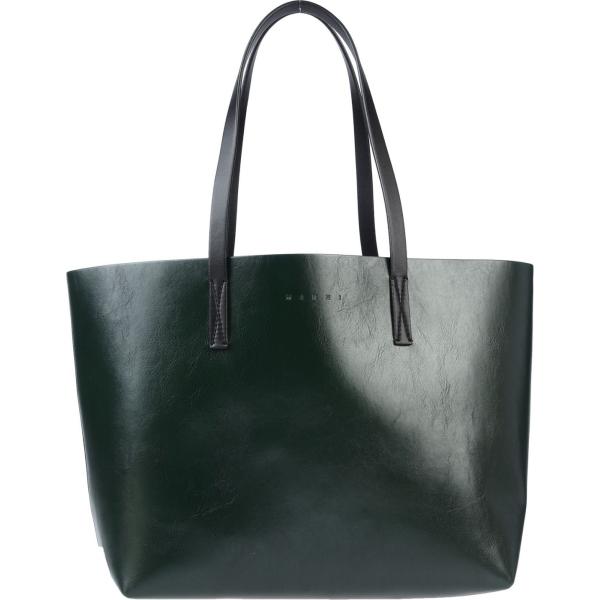 Borsa a mano maxi doppio manico interno sfoderato in pelle sintetica tinta unita Marni verde tinta unita