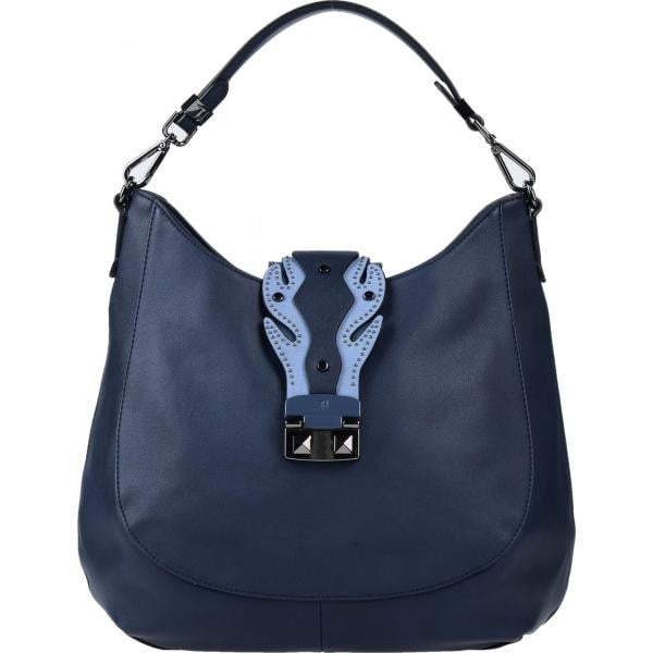 Borsa a mano con manico e borchie taglia media con zip interno foderato in pelle sintetica tinta unita Trussardi Jeans tinta unita