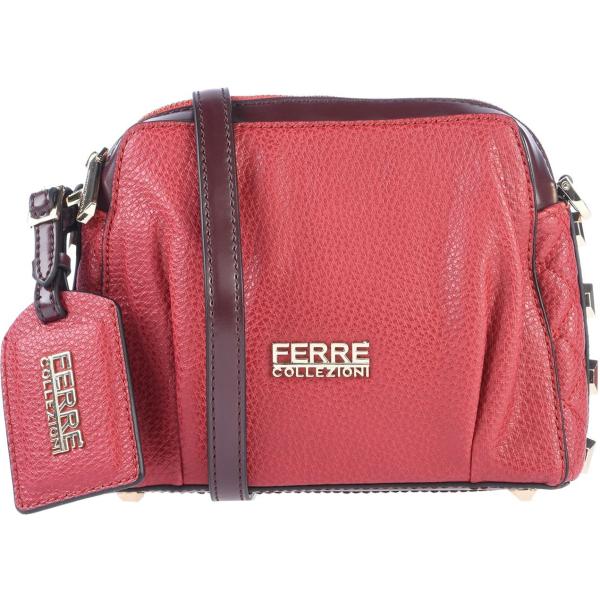 Borsa a tracolla mini con borchie e zip interno foderato in pelle sintetica tinta unita Ferre Collezioni tinta unita