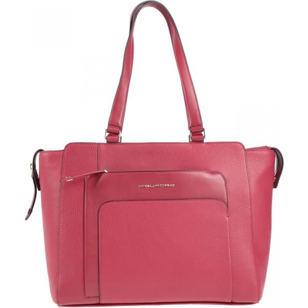 borsa a mano Piquadro rosso tinta unita