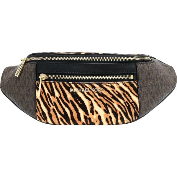 marsupio da donna in bianco neve animalier con zip Michael Michael Kors