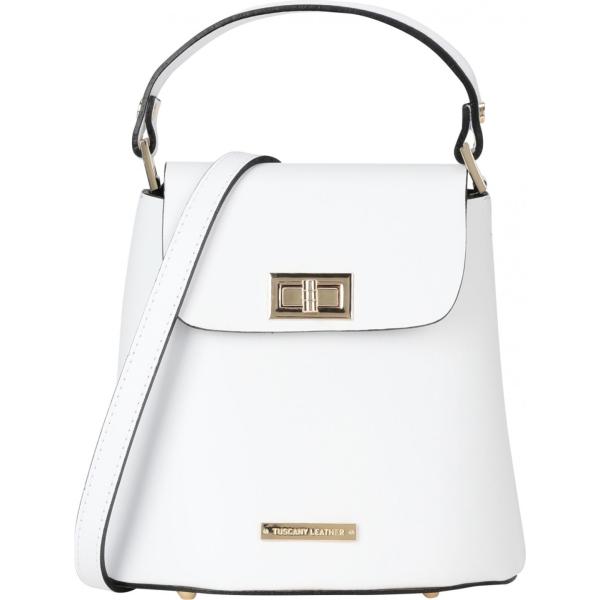 borse a mano Tuscany Leather bianco tinta unita