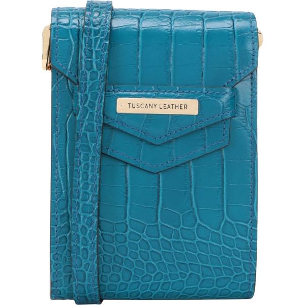 borse a tracolla Tuscany Leather blu con stampe
