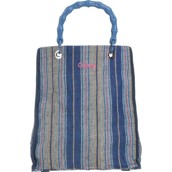 borse a mano O Bag blu a righe