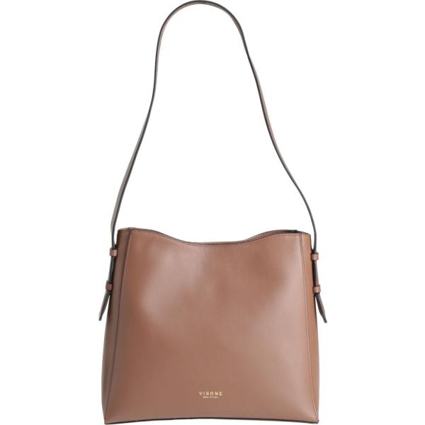 borse a spalla Visone marrone tinta unita