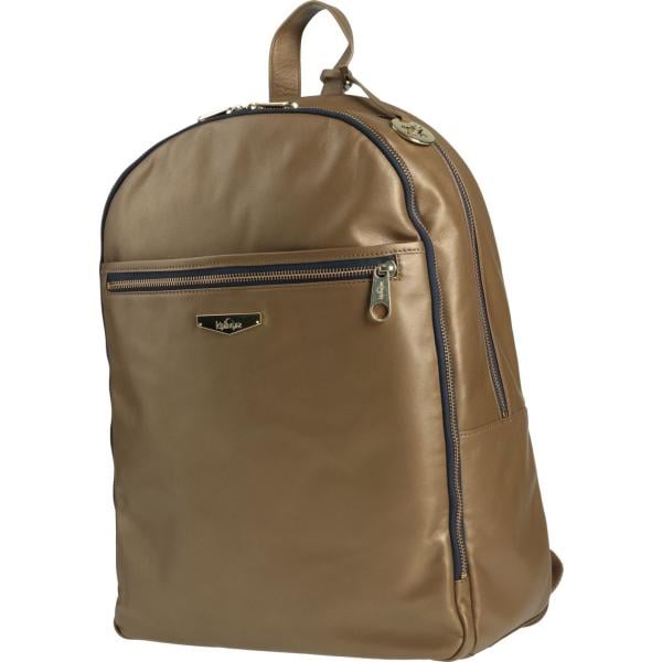 zaino da donna in verde oliva effetto laminato con zip Kipling