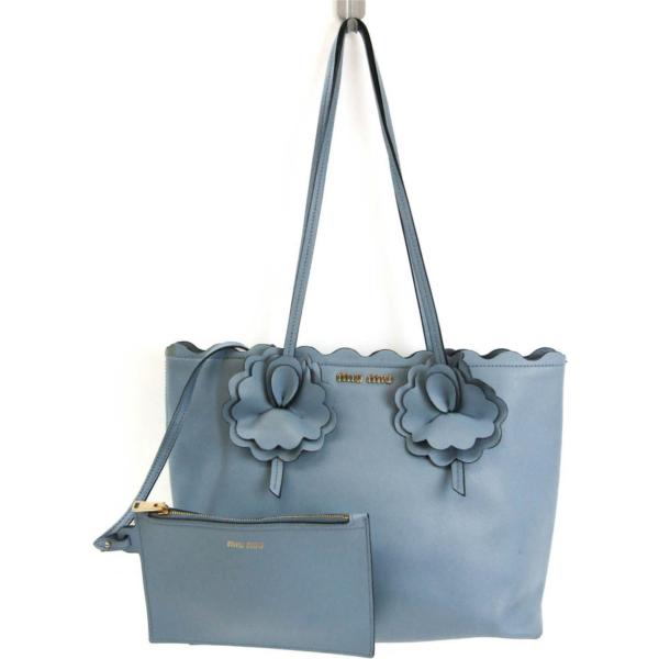 borse a spalla Miu Miu blu tinta unita