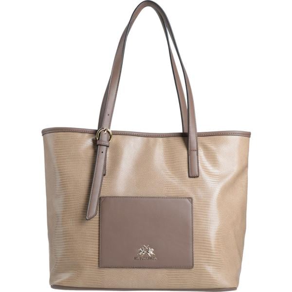 borse a mano La Martina marrone animalier