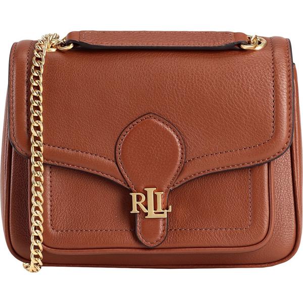 borse a spalla Lauren Ralph Lauren marrone tinta unita