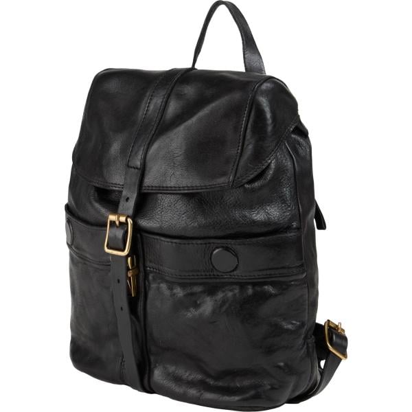 Zaino da donna in nero pece con borchie con fibbia in pelle Campomaggi Campomaggi