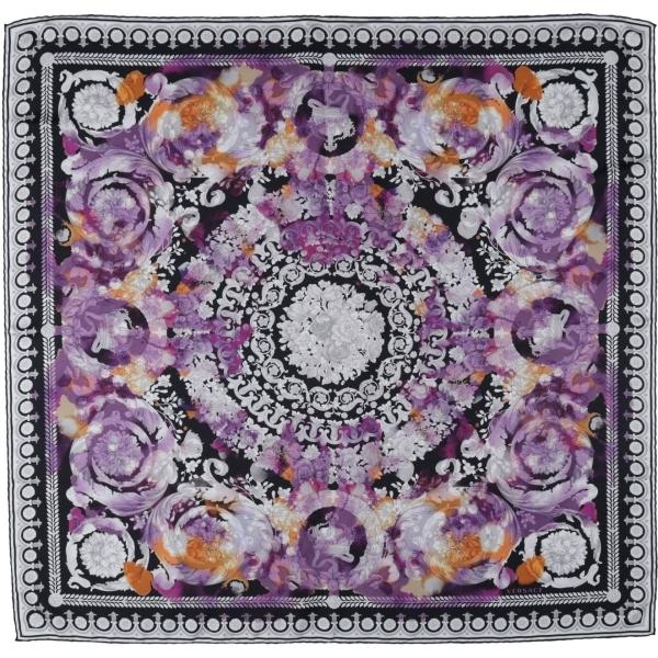 Foulard fantasia floreale in seta twill Versace a fiori