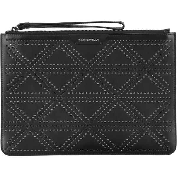 Pochette con zip interno foderato in pelle tinta unita Emporio Armani tinta unita
