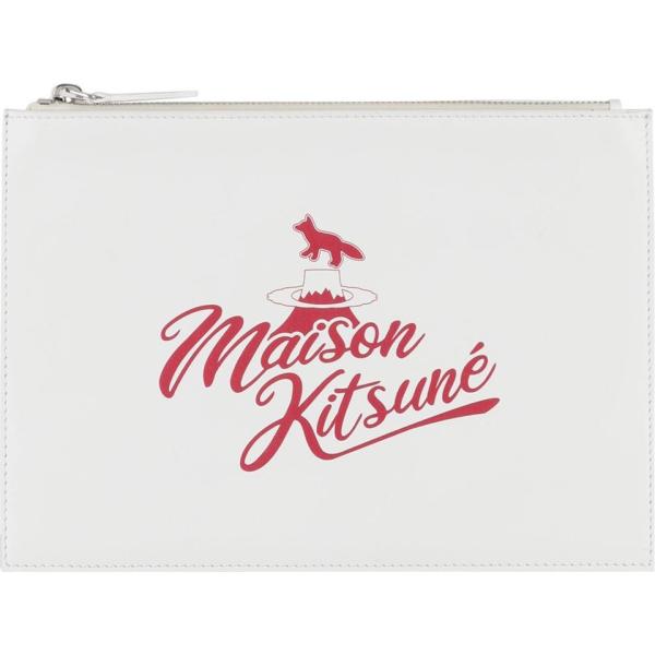 pochette Maison Kitsuné bianco con stampe