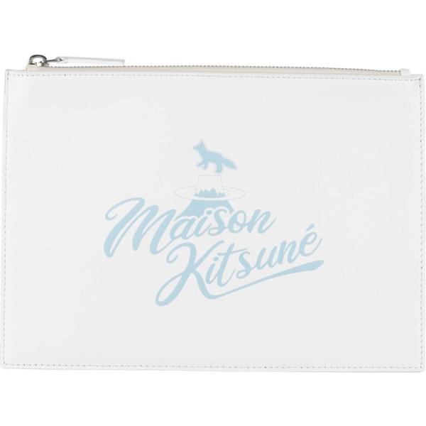 pochette Maison Kitsuné bianco con stampe