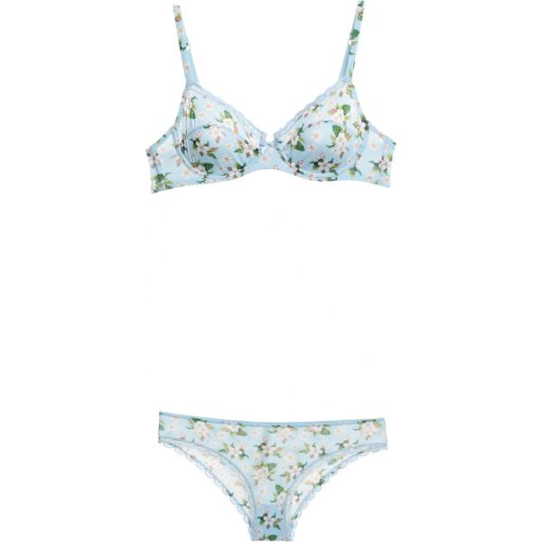 completo intimo Verdissima blu a fiori