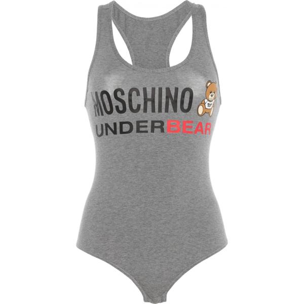 body Moschino grigio con stampe