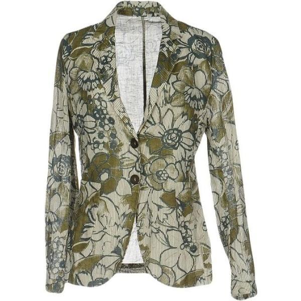 Giacca con spacco posteriore fantasia floreale collo con revers a maniche lunghe interno sfoderato in lino monopetto Emma & Gaia a fiori