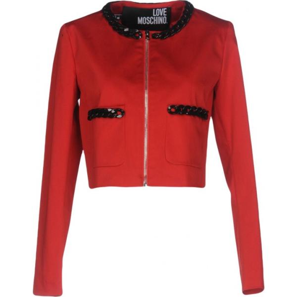 Giacca contrasto collo tondo a maniche lunghe con zip interno foderato tinta unita Love Moschino tinta unita