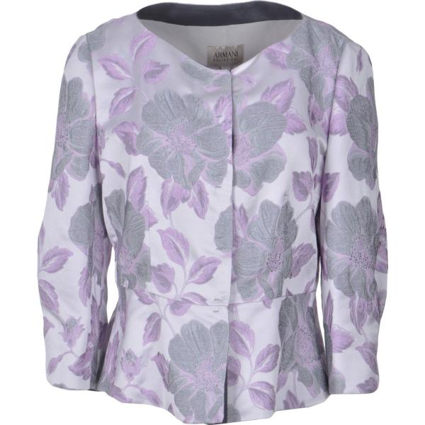 Giacca fantasia floreale effetto acetato collo tondo interno foderato jacquard Armani Collezioni a fiori